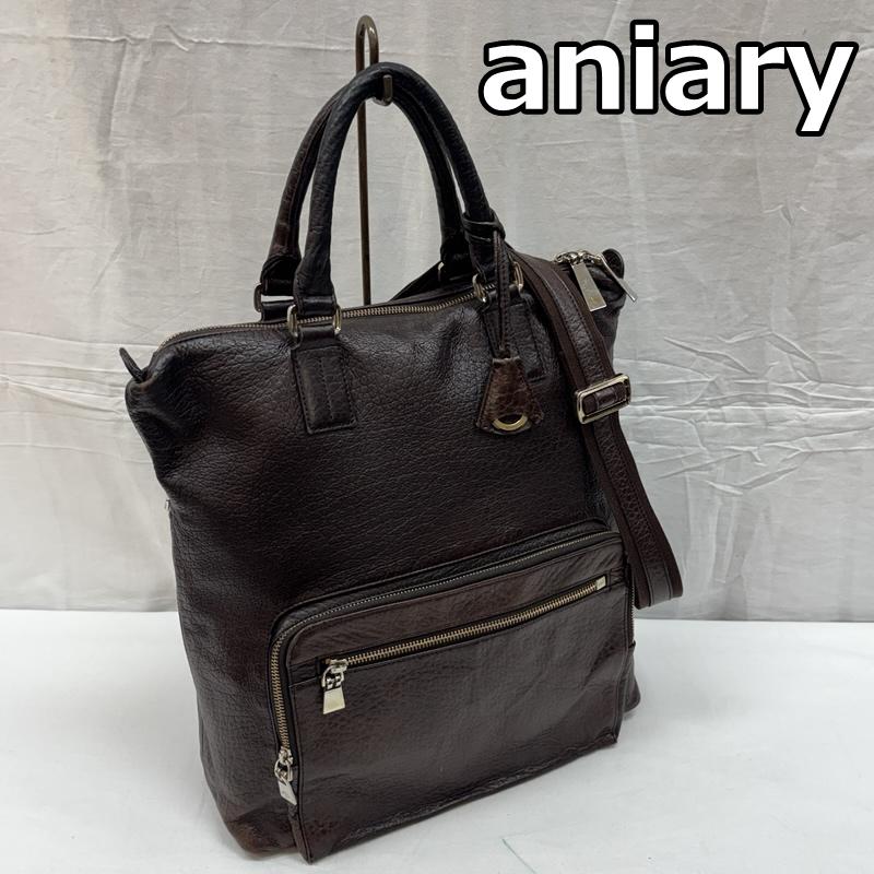 アニアリ aniary トートバッグ トートバッグ 2WAY レザー トート ショルダー バッグ 縦長 - 茶 / ブラウン / brown メンズ USED 古着 中古 50169597