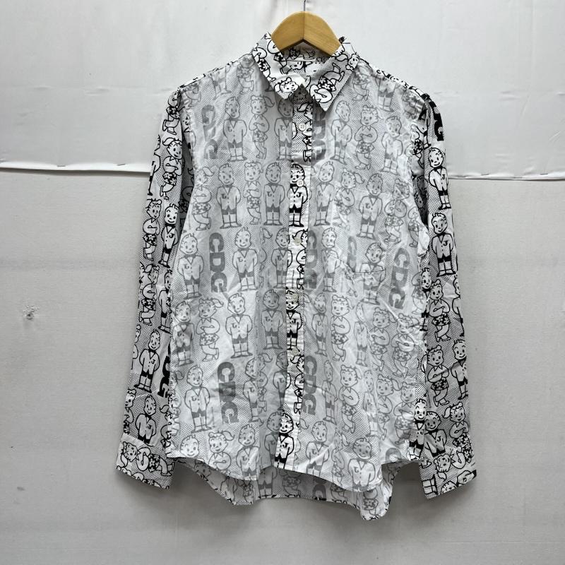 コムデギャルソン COMME des GARCONS シャツ、ブラウス 長袖 原田治氏 OSAMU GOODS 総柄 プリント シャツ OS-B201 M 白 / ホワイト / white X 黒 / ブラック / black メンズ USED 古着 中古 50169604