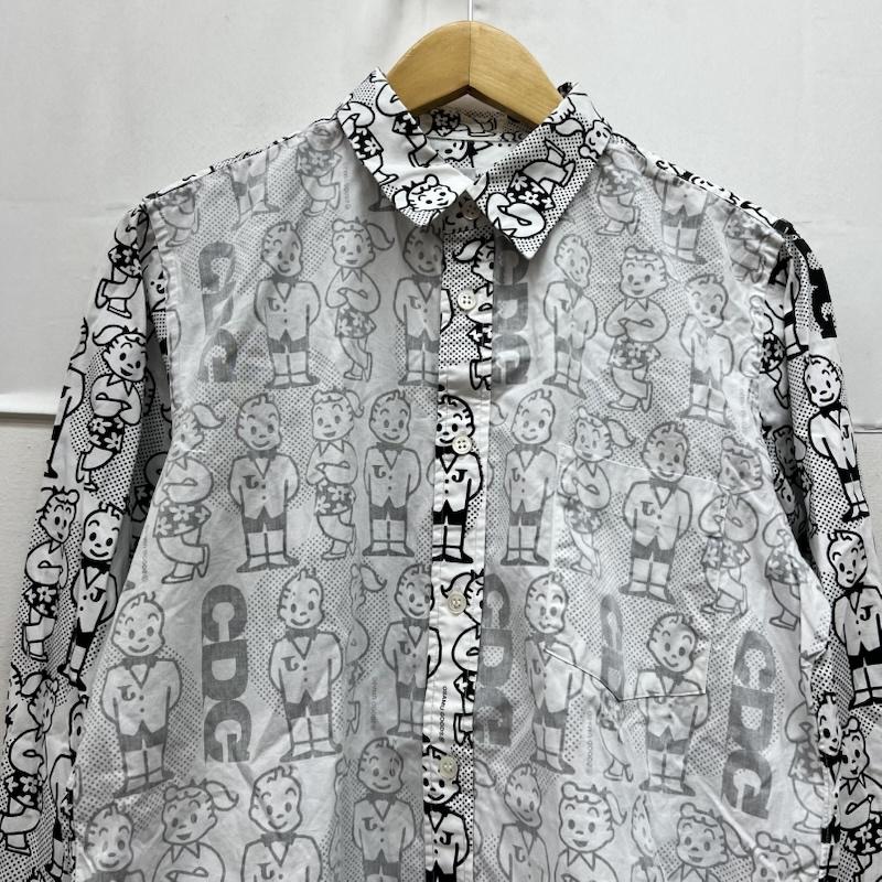 コムデギャルソン COMME des GARCONS シャツ、ブラウス 長袖 原田治氏 OSAMU GOODS 総柄 プリント シャツ OS-B201 M 白 / ホワイト / white X 黒 / ブラック / black メンズ USED 古着 中古 50169604