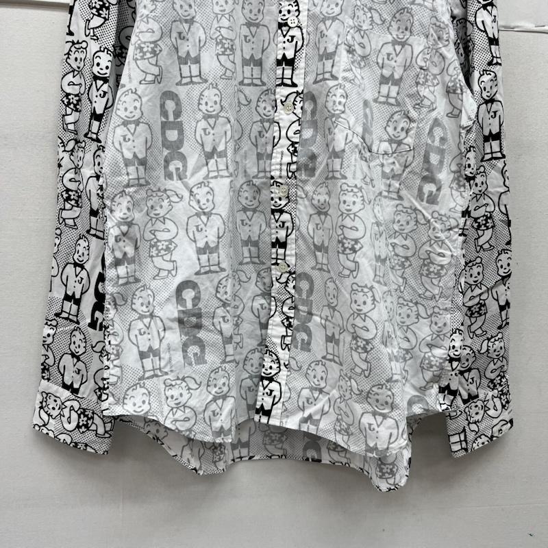 コムデギャルソン COMME des GARCONS シャツ、ブラウス 長袖 原田治氏 OSAMU GOODS 総柄 プリント シャツ OS-B201 M 白 / ホワイト / white X 黒 / ブラック / black メンズ USED 古着 中古 50169604