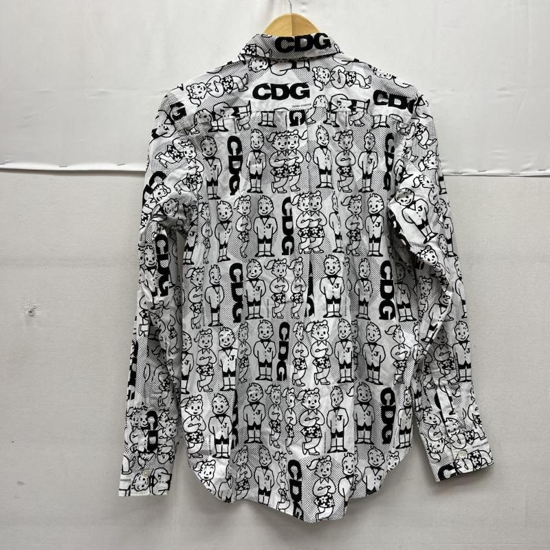 コムデギャルソン COMME des GARCONS シャツ、ブラウス 長袖 原田治氏 OSAMU GOODS 総柄 プリント シャツ OS-B201 M 白 / ホワイト / white X 黒 / ブラック / black メンズ USED 古着 中古 50169604