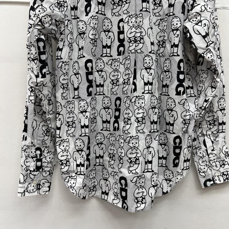 コムデギャルソン COMME des GARCONS シャツ、ブラウス 長袖 原田治氏 OSAMU GOODS 総柄 プリント シャツ OS-B201 M 白 / ホワイト / white X 黒 / ブラック / black メンズ USED 古着 中古 50169604
