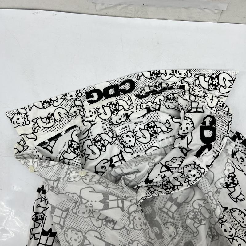 コムデギャルソン COMME des GARCONS シャツ、ブラウス 長袖 原田治氏 OSAMU GOODS 総柄 プリント シャツ OS-B201 M 白 / ホワイト / white X 黒 / ブラック / black メンズ USED 古着 中古 50169604