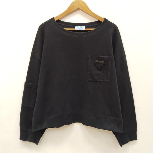プラダ PRADA トレーナー 長袖 21SS トライアングル ロゴ オーバー サイズ スウェット シャツ L 黒 / ブラック / black レディース USED 古着 中古 50169615