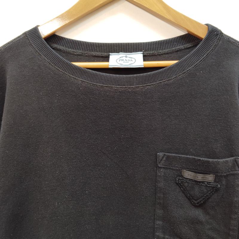 プラダ PRADA トレーナー 長袖 21SS トライアングル ロゴ オーバー サイズ スウェット シャツ L 黒 / ブラック / black レディース USED 古着 中古 50169615