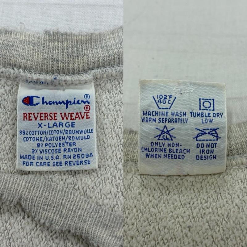 チャンピオン Champion トレーナー 長袖 90s REVERSEWEAVE リバースウィーブ プルオーバー スウェット トレーナー USA製 ヴィンテージ カレッジロゴ 刺繍 XL ロゴ、文字 灰 / グレー / gray X 紺 / ネイビー / navy X 黄 / イエロー / yellow メンズ USED 古着 中古 50169621