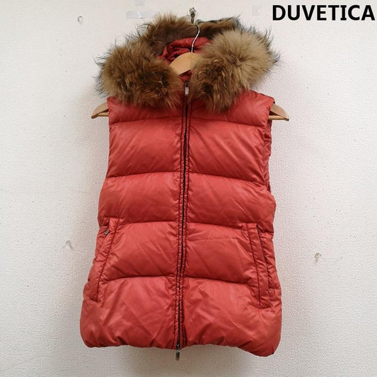 デュベティカ DUVETICA ジャケット、上着 ダウンベスト ブルガリア製 Goccia ラクーンファー ダウン ベスト D.032.00.MFN-1001R 38 橙 / オレンジ / orange レディース USED 古着 中古 50169630