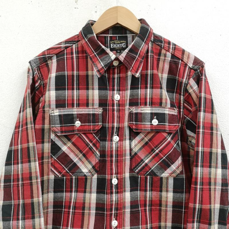 エイトジー EIGHT-G シャツ、ブラウス 長袖 日本製 19FW チェック フランネル ワーク シャツ ネルシャツ 8LS-49 M 赤 / レッド / red メンズ USED 古着 中古 50169632