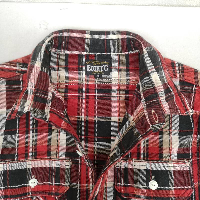 エイトジー EIGHT-G シャツ、ブラウス 長袖 日本製 19FW チェック フランネル ワーク シャツ ネルシャツ 8LS-49 M 赤 / レッド / red メンズ USED 古着 中古 50169632