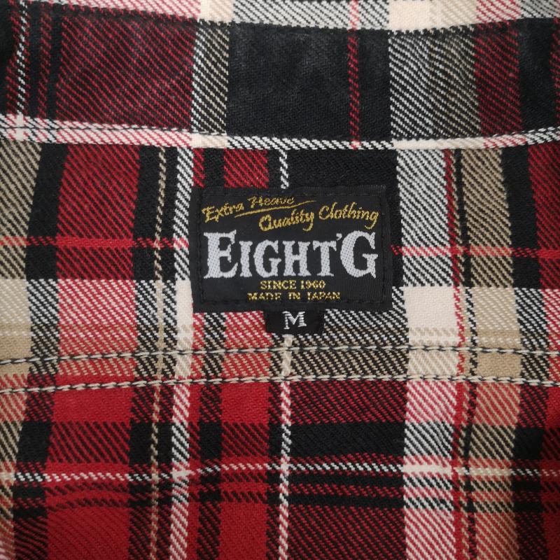 エイトジー EIGHT-G シャツ、ブラウス 長袖 日本製 19FW チェック フランネル ワーク シャツ ネルシャツ 8LS-49 M 赤 / レッド / red メンズ USED 古着 中古 50169632