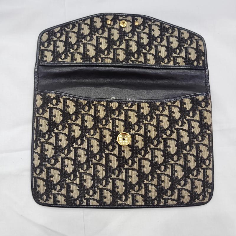 クリスチャンディオール Christian Dior クラッチバッグ、パーティバッグ クラッチバッグ、パーティバッグ 90s オールド トロッター 柄 クラッチバッグ ロゴ ゴールド プレート 黒 / ブラック / black X ベージュ / ベージュ / beige レディース USED 古着 中古 50169634