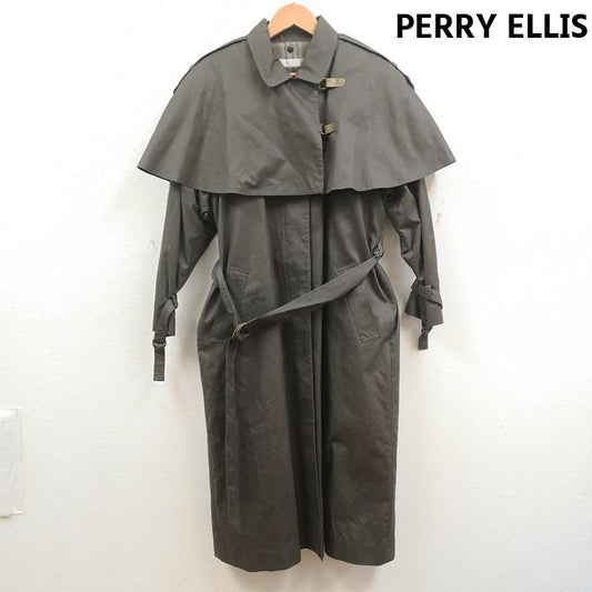古着 USED コート トレンチコート PERRY ELLIS ケープ付き ロング トレンチ コート チャコールグレー / チャコールグレー / レディース USED 古着 中古 50169641