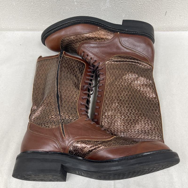 エヌハリウッド N.HOOLYWOOD ブーツ ロングブーツ MISTER HOLLYWOOD レザーコンビ レースアップ ロング ブーツ 26.0cm 茶 / ブラウン / brown メンズ USED 古着 中古 50169658