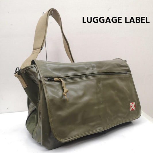 ラゲッジ レーベル LUGGAGE LABEL ショルダーバッグ ショルダーバッグ 日本製 吉田カバン ライナー 赤バッテン ショルダー バッグ - カーキ / カーキ / khaki X 緑 / グリーン / green メンズ USED 古着 中古 50169666