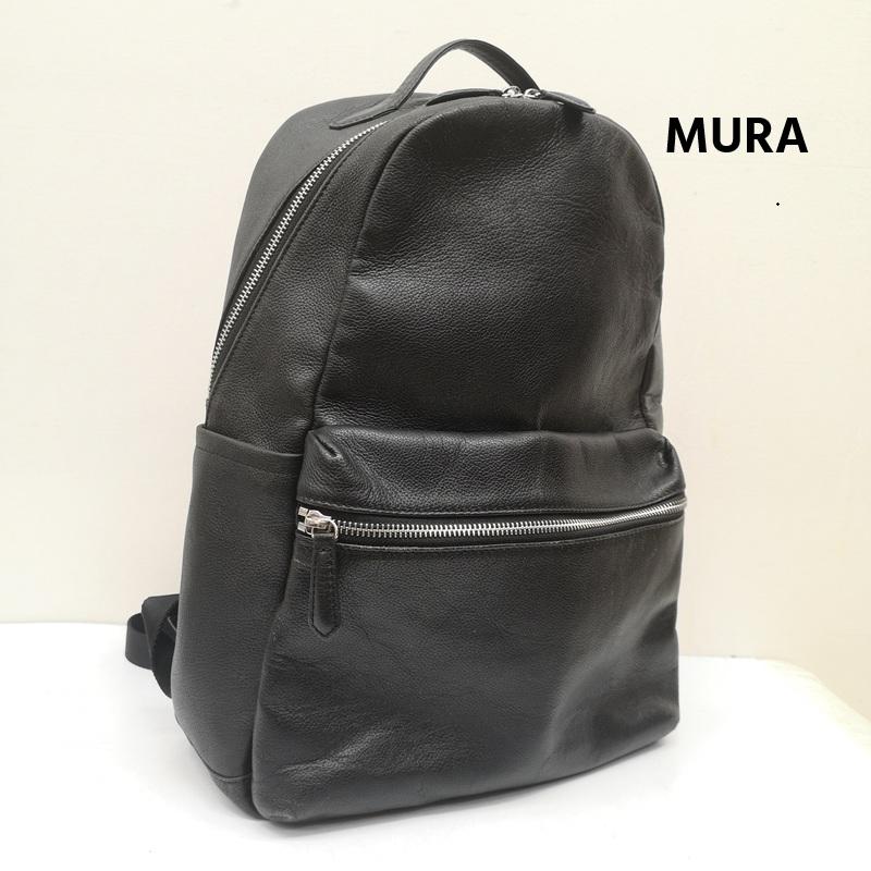 古着 USED リュックサック、デイパック リュックサック、デイバッグ MURA シュリンクレザー ダブルジッパー バック パック 牛本革 リュック サック - 黒 / ブラック / black メンズ USED 古着 中古 50169670