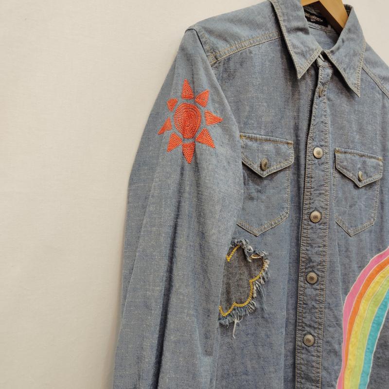 オゾンコミュニティ OZONECOMMUNITY シャツ、ブラウス 長袖 ヴィンテージ リメイク風 デニム シャツ 90s 00s Y2K - 水色 / ライトブルー / メンズ USED 古着 中古 50169672