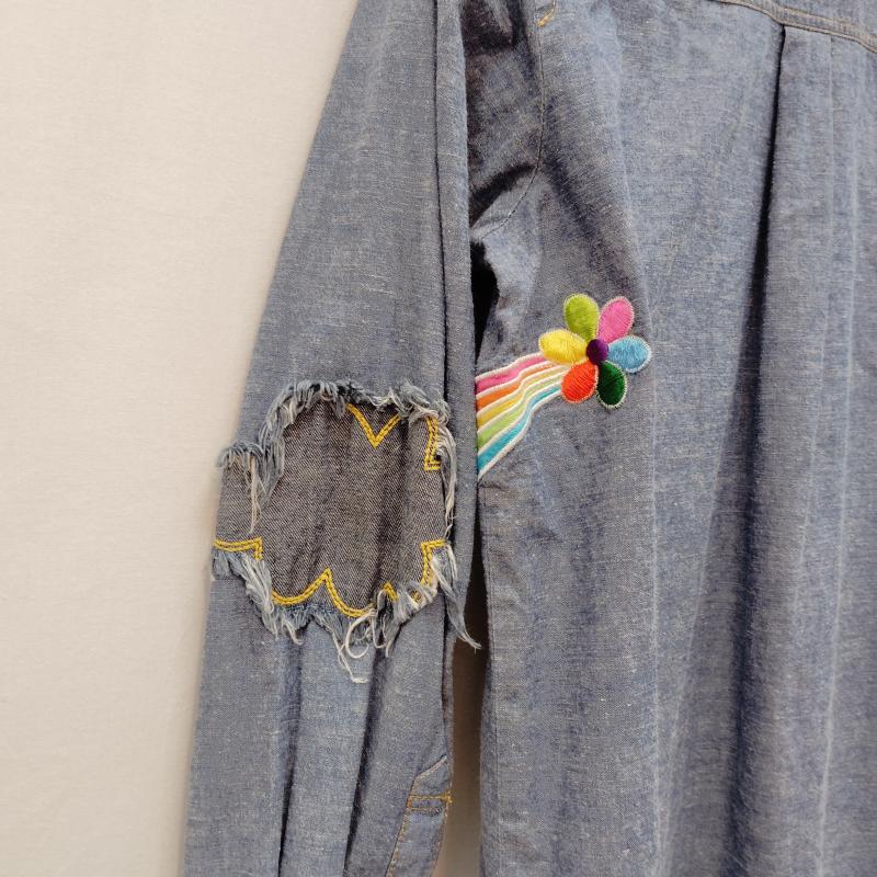 オゾンコミュニティ OZONECOMMUNITY シャツ、ブラウス 長袖 ヴィンテージ リメイク風 デニム シャツ 90s 00s Y2K - 水色 / ライトブルー / メンズ USED 古着 中古 50169672