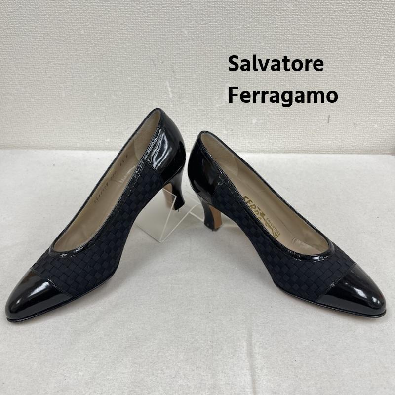 サルヴァトーレフェラガモ Salvatore Ferragamo パンプス パンプス イタリア製 ヴィンテージ グログランリボン パンプス dd11509 360 黒 / ブラック / black レディース USED 古着 中古 50169694