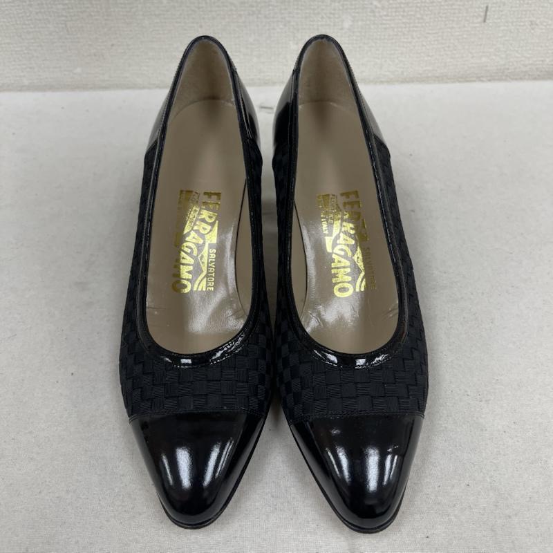 サルヴァトーレフェラガモ Salvatore Ferragamo パンプス パンプス イタリア製 ヴィンテージ グログランリボン パンプス dd11509 360 黒 / ブラック / black レディース USED 古着 中古 50169694