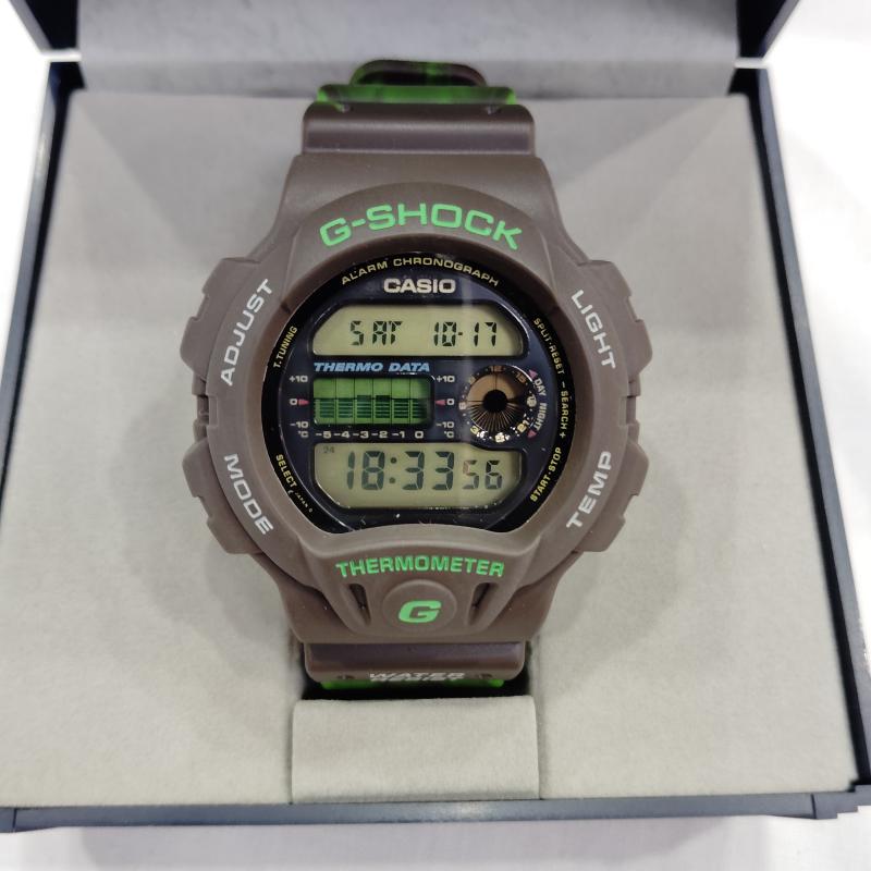 ジーショック G-SHOCK 腕時計 デジタル 稼働品 DW-6100D-1 サーモメーター 温度計搭載 デジタル 腕時計 - オリーブグリーン / オリーブグリーン / メンズ USED 古着 中古 50169696