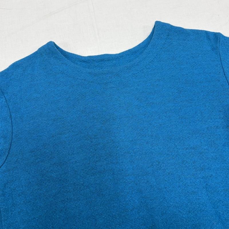 イッセイミヤケ ISSEY MIYAKE ワンピース ひざ丈スカート HaaT ハート 半袖 バイカラー ワンピース チュニック ウール 2 無地 黒 / ブラック / black X 青 / ブルー / blue レディース USED 古着 中古 50169711