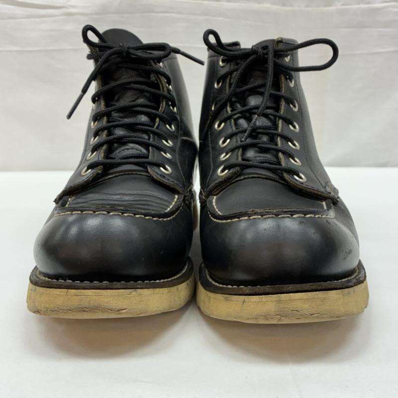 レッドウィング RED WING ブーツ ショートブーツ 90s 8130 刺繍羽タグ ブラック クローム レザー レースアップ ワークブーツ US：8 メンズ USED 古着 中古 50169723
