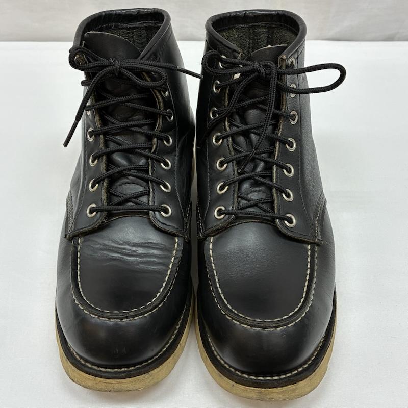 レッドウィング RED WING ブーツ ショートブーツ 90s 8130 刺繍羽タグ ブラック クローム レザー レースアップ ワークブーツ US：8 メンズ USED 古着 中古 50169723