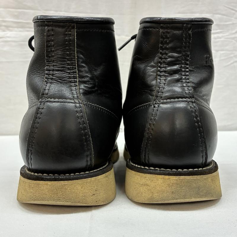 レッドウィング RED WING ブーツ ショートブーツ 90s 8130 刺繍羽タグ ブラック クローム レザー レースアップ ワークブーツ US：8 メンズ USED 古着 中古 50169723