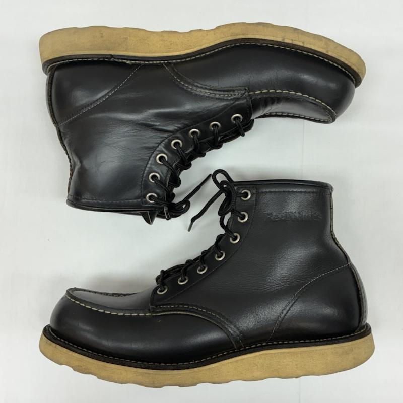 レッドウィング RED WING ブーツ ショートブーツ 90s 8130 刺繍羽タグ ブラック クローム レザー レースアップ ワークブーツ US：8 メンズ USED 古着 中古 50169723