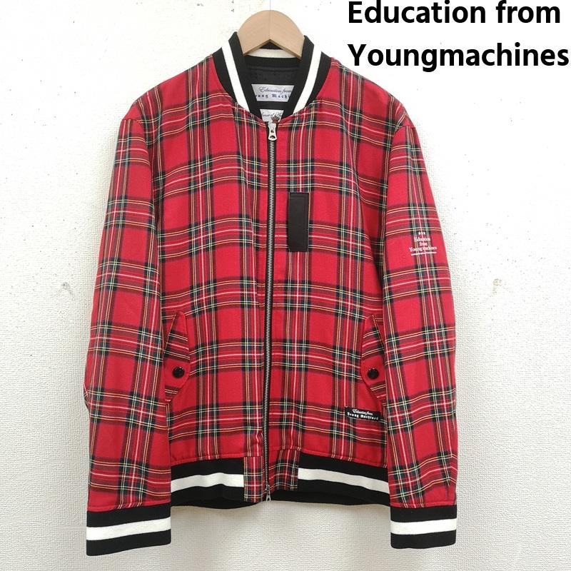 エデュケーション フロム ヤングマシーン Education from Youngmachines ジャケット、上着 ジャンパー、ブルゾン 日本製 タータンチェック柄 ジップアップ ブルゾン MA-1 65F01-691-00 3 赤 / レッド / red X マルチカラー / マルチカラー / multicolor メンズ USED 古着 中古 50169727