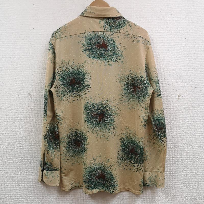 シアーズ SEARS シャツ、ブラウス 長袖 70s KINGS ROAD 鳥 草むら 白ドット 総柄 プリント 長袖 シャツ L ベージュ / ベージュ / beige X 茶 / ブラウン / brown X 緑 / グリーン / green メンズ USED 古着 中古 50169728