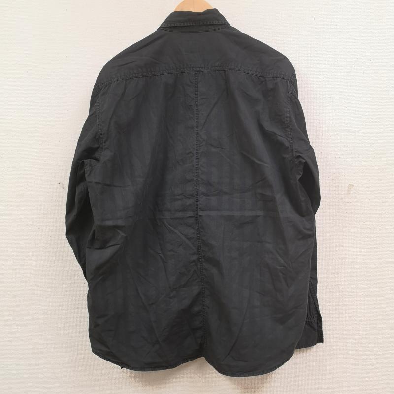 ステューシー STUSSY シャツ、ブラウス 長袖 USA製 90s 白タグ シャドー ストライプ 長袖 ワーク シャツ L 黒 / ブラック / black X 緑 / グリーン / green メンズ USED 古着 中古 50169729