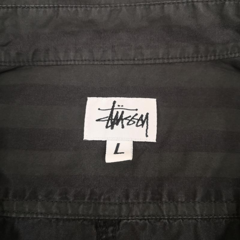 ステューシー STUSSY シャツ、ブラウス 長袖 USA製 90s 白タグ シャドー ストライプ 長袖 ワーク シャツ L 黒 / ブラック / black X 緑 / グリーン / green メンズ USED 古着 中古 50169729