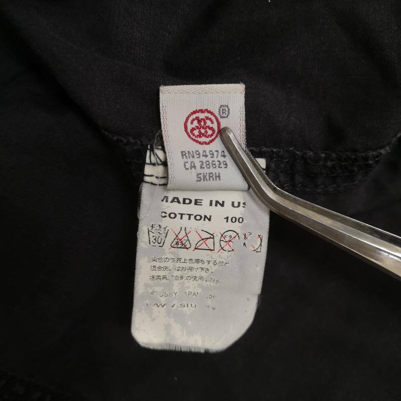 ステューシー STUSSY シャツ、ブラウス 長袖 USA製 90s 白タグ シャドー ストライプ 長袖 ワーク シャツ L 黒 / ブラック / black X 緑 / グリーン / green メンズ USED 古着 中古 50169729