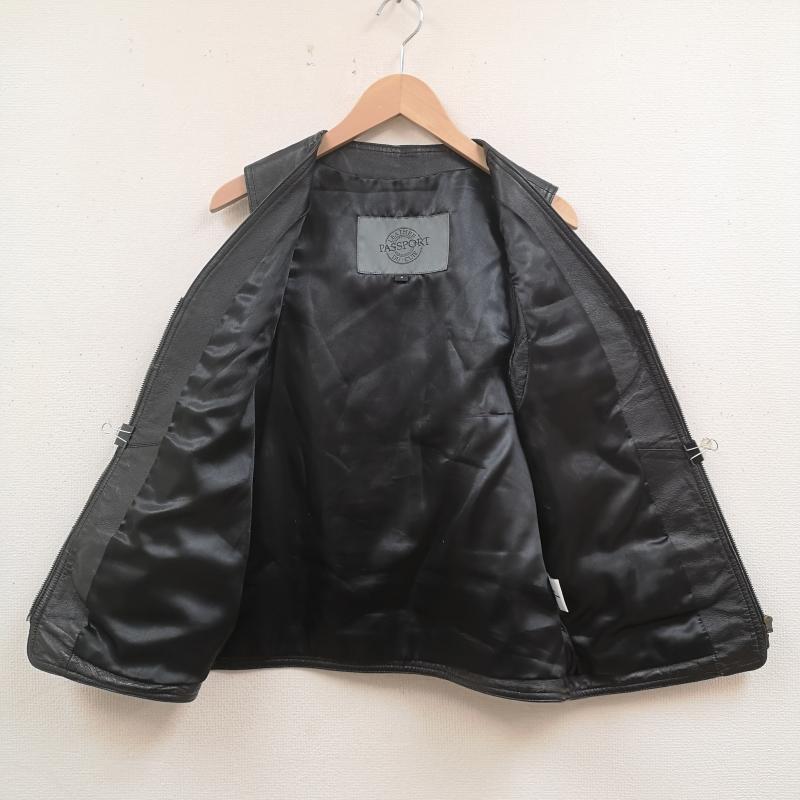 古着 USED ベスト ベスト PASSPORT パスポート 本革 レザー ベスト M 黒 / ブラック / black メンズ USED 古着 中古 50169731