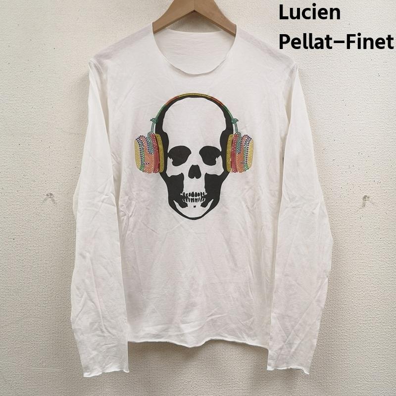 ルシアンペラフィネ Lucien Pellat-Finet Tシャツ 長袖 イタリア製 ヘッドホン スカル ドクロ 骸骨 長袖 Tシャツ L/S TEE XXS 白 / ホワイト / white メンズ USED 古着 中古 50169733