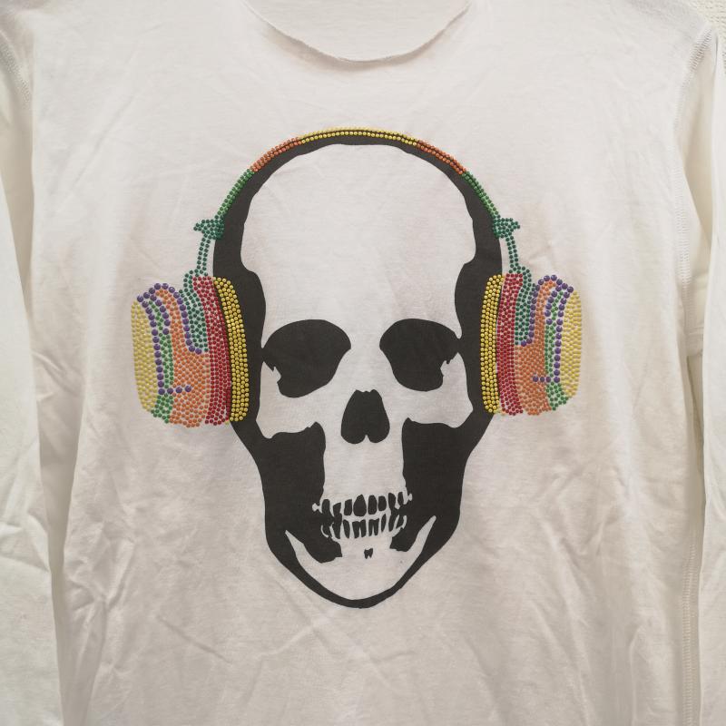 ルシアンペラフィネ Lucien Pellat-Finet Tシャツ 長袖 イタリア製 ヘッドホン スカル ドクロ 骸骨 長袖 Tシャツ L/S TEE XXS 白 / ホワイト / white メンズ USED 古着 中古 50169733
