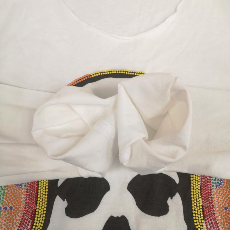 ルシアンペラフィネ Lucien Pellat-Finet Tシャツ 長袖 イタリア製 ヘッドホン スカル ドクロ 骸骨 長袖 Tシャツ L/S TEE XXS 白 / ホワイト / white メンズ USED 古着 中古 50169733