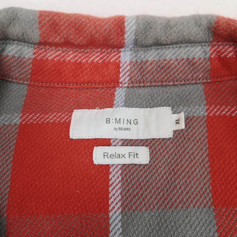 ビーミング バイ ビームス B:MING by BEAMS シャツ、ブラウス 長袖 リラックス フィット フランネル 長袖 チェック シャツ ネル シャツ 92-11-0047-803 XL 灰 / グレー / gray X 橙 / オレンジ / orange X マルチカラー / マルチカラー / multicolor メンズ USED 古着 中古 50169736