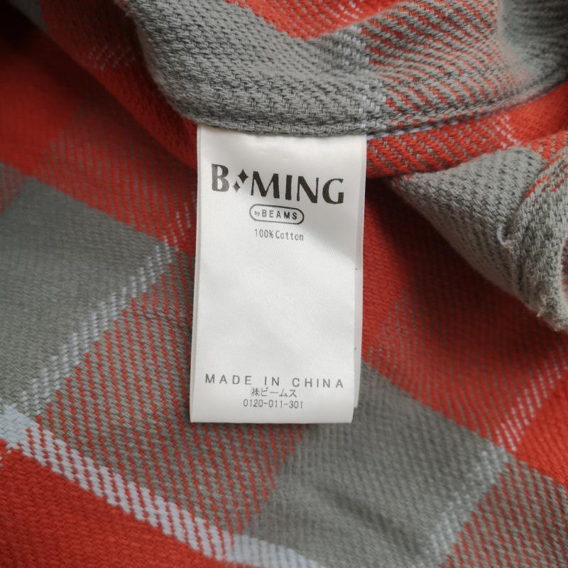 ビーミング バイ ビームス B:MING by BEAMS シャツ、ブラウス 長袖 リラックス フィット フランネル 長袖 チェック シャツ ネル シャツ 92-11-0047-803 XL 灰 / グレー / gray X 橙 / オレンジ / orange X マルチカラー / マルチカラー / multicolor メンズ USED 古着 中古 50169736