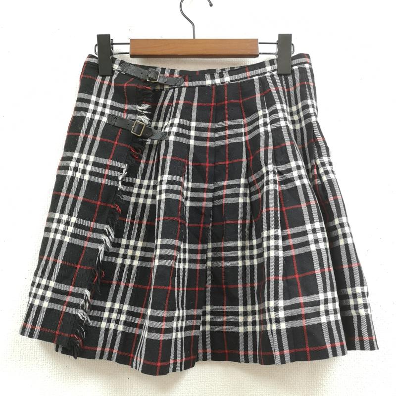 バーバリー・ブルーレーベル BURBERRY BLUE LABEL スカート ひざ丈スカート ノバチェック ミニ丈 ウール ラップ スカート FXF21-851 38 黒 / ブラック / black X 赤 / レッド / red X 白 / ホワイト / white レディース USED 古着 中古 50169740