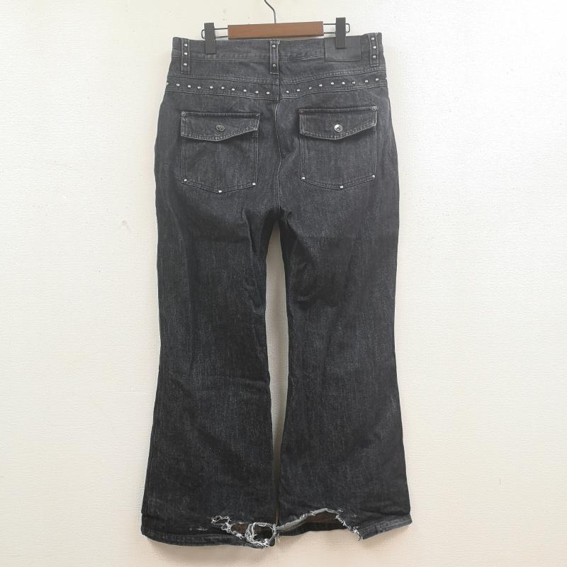 古着 USED パンツ デニム、ジーンズ ANDER HUNK アンダーハンク スタッズ デザイン フレア デニム パンツ AH091051BW L 黒 / ブラック / black メンズ USED 古着 中古 50169741