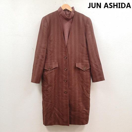 ジュンアシダ JUN ASHIDA コート コート一般 セットアップ ストライプ柄 ロング コート インナー ハイネック ワンピース - 茶 / ブラウン / brown メンズ USED 古着 中古 50169743