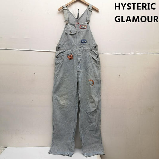 ヒステリックグラマー HYSTERIC GLAMOUR サロペット・オーバーオール サロペット、オーバーオール ヒッコリー ストライプ柄 ワッペン デニム オーバーオール 2AP-0595 白 / ホワイト / white X インディゴ / インディゴ / Indigo レディース USED 古着 中古 50169745