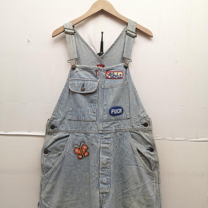 ヒステリックグラマー HYSTERIC GLAMOUR サロペット・オーバーオール サロペット、オーバーオール ヒッコリー ストライプ柄 ワッペン デニム オーバーオール 2AP-0595 白 / ホワイト / white X インディゴ / インディゴ / Indigo レディース USED 古着 中古 50169745