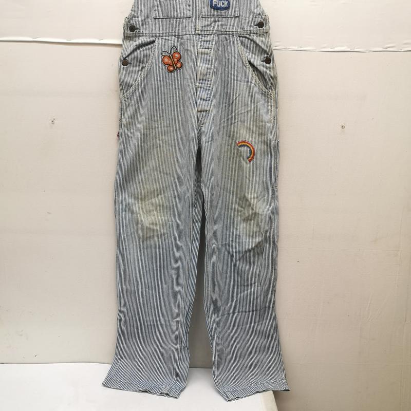 ヒステリックグラマー HYSTERIC GLAMOUR サロペット・オーバーオール サロペット、オーバーオール ヒッコリー ストライプ柄 ワッペン デニム オーバーオール 2AP-0595 白 / ホワイト / white X インディゴ / インディゴ / Indigo レディース USED 古着 中古 50169745