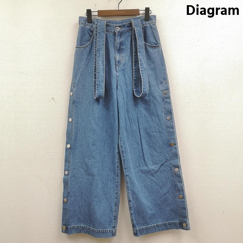 ダイアグラム Diagram パンツ デニム、ジーンズ Diagram ダイアグラム サスペンダー サイドボタン ワイド デニム パンツ 0324417115 38 インディゴ / インディゴ / Indigo レディース USED 古着 中古 50169746