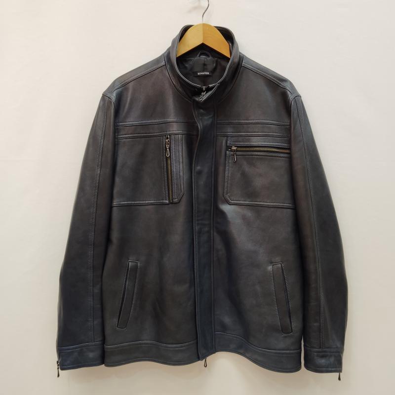 レザー レザー ジャケット、上着 レザージャケット schaffen レザージャケット シングル ライダース風 2 紺 / ネイビー / navy メンズ USED 古着 中古 50169747