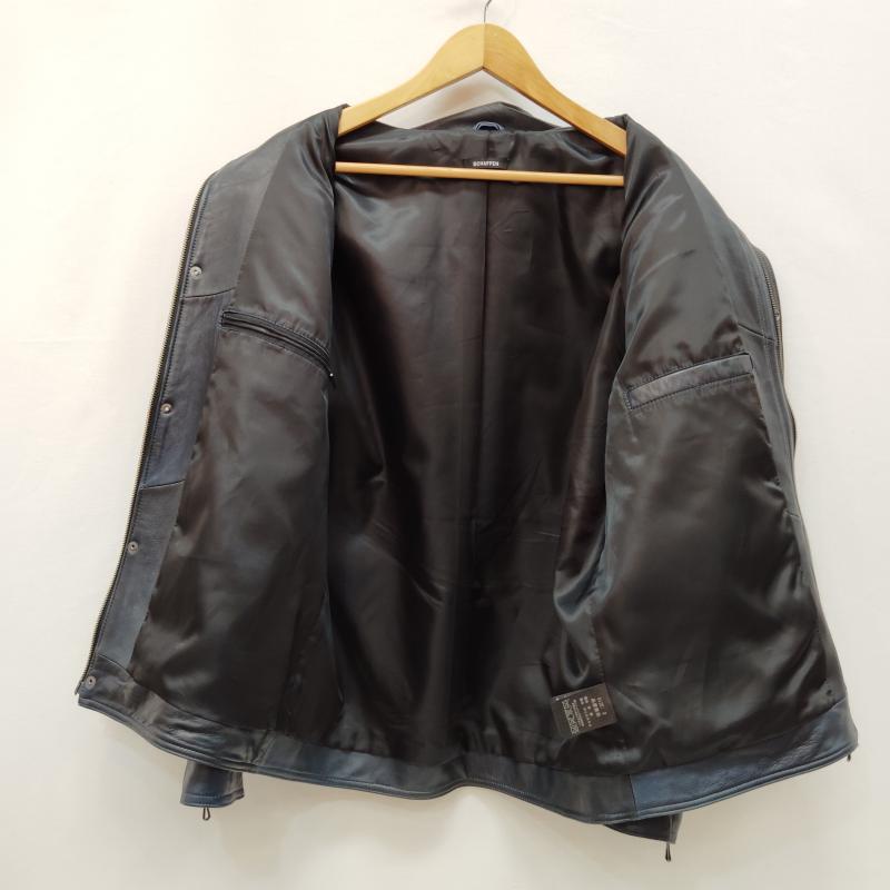 レザー レザー ジャケット、上着 レザージャケット schaffen レザージャケット シングル ライダース風 2 紺 / ネイビー / navy メンズ USED 古着 中古 50169747