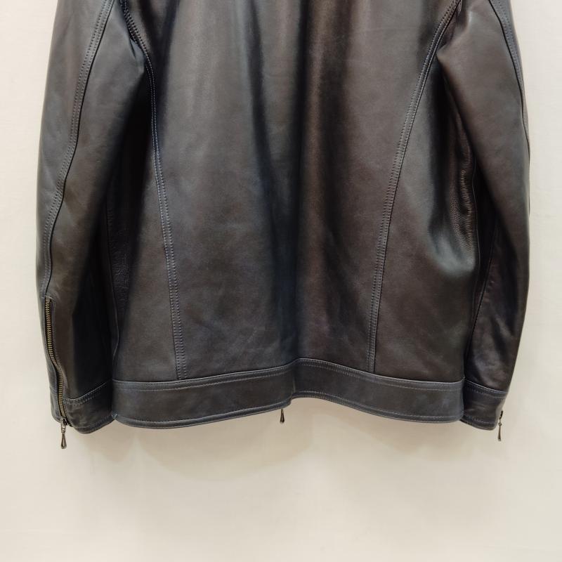 レザー レザー ジャケット、上着 レザージャケット schaffen レザージャケット シングル ライダース風 2 紺 / ネイビー / navy メンズ USED 古着 中古 50169747